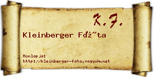 Kleinberger Fáta névjegykártya